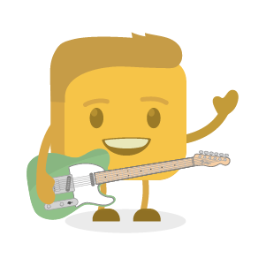 Dave's buttermoji holding a guitar