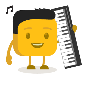 Cathryne's buttermoji holding a piano