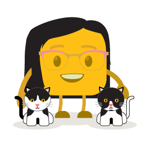 Gerbie's buttermoji with her two cats